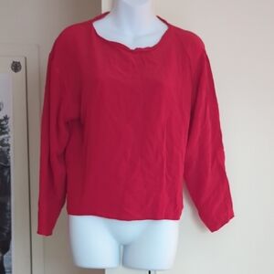 Rino Rossi 100% Silk Boxy Red 3/4 Sleeve Blouse